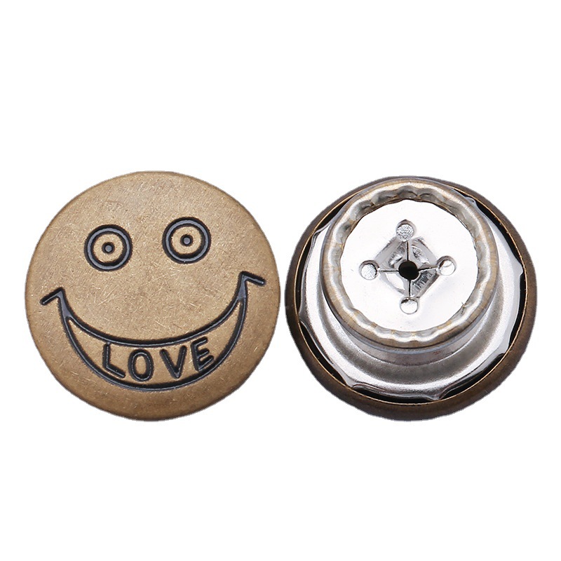 Denim button-free coat, workwear button, waist-cinching wonder, waist-changing size I-shaped button, metal oscillating button Item Picture