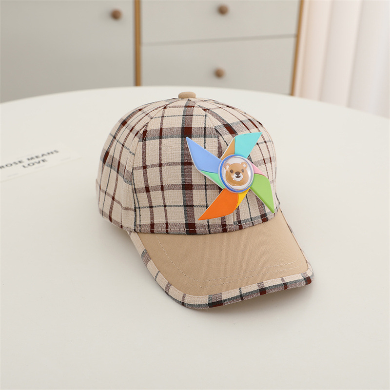 Children's Baseball Cap Children's Cap Spring New Striped Checkered Season Rotating Windmill Children's Cap Everything Baseball Cap Summer Shade Cap details Picture