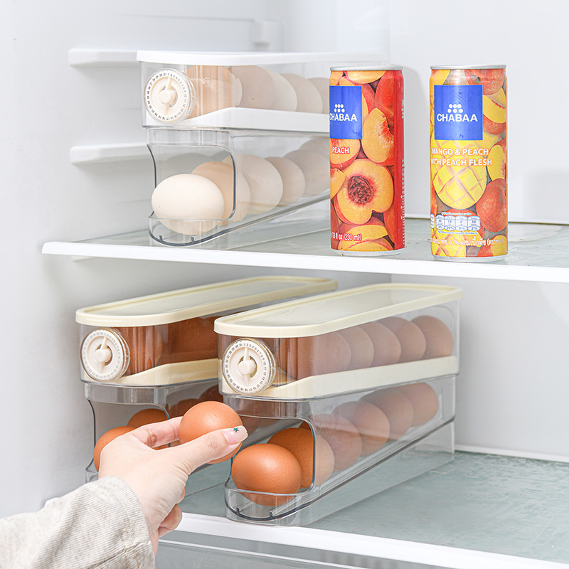 Home sliding type refrigerator storage box, egg rack, rolling tray, egg storage wonder, egg-specific storage box Application Scenario