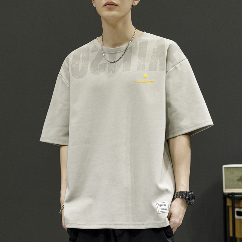 Short-sleeved T-shirt in white for men's summer 2024, a loose and trendy brand men's half-sleeved base top in American style Specification image