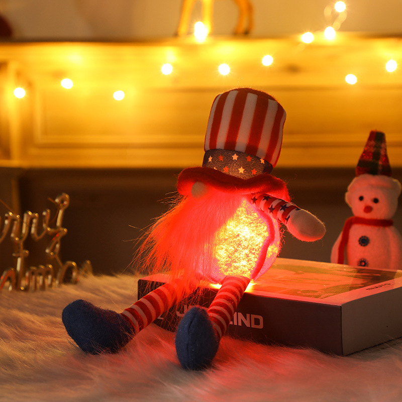 Hong Kong love new with light high hat long legs American Independence Day doll decoration American Independence Day short legs doll Specification drawing