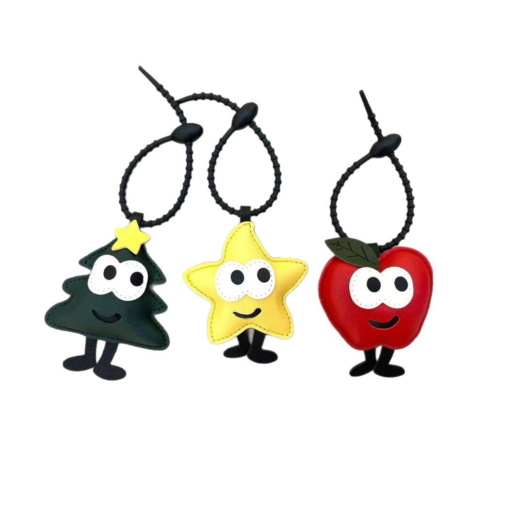 Cute keychain, creative Apple Christmas tree, couple car pendant, doll, cartoon five-pointed star, schoolbag pendant, gift Item Picture