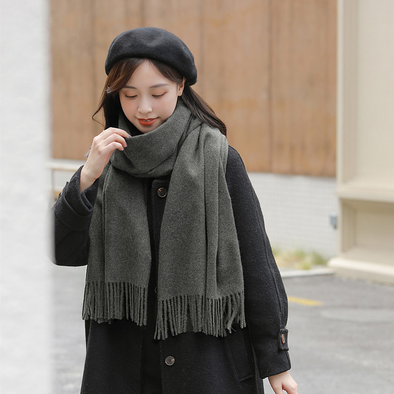 Women's Winter Senior Sense 2024 New Solid Color Scarf With Men's Shawl Autumn-Winter Imitation Cashmere Scarf details Picture