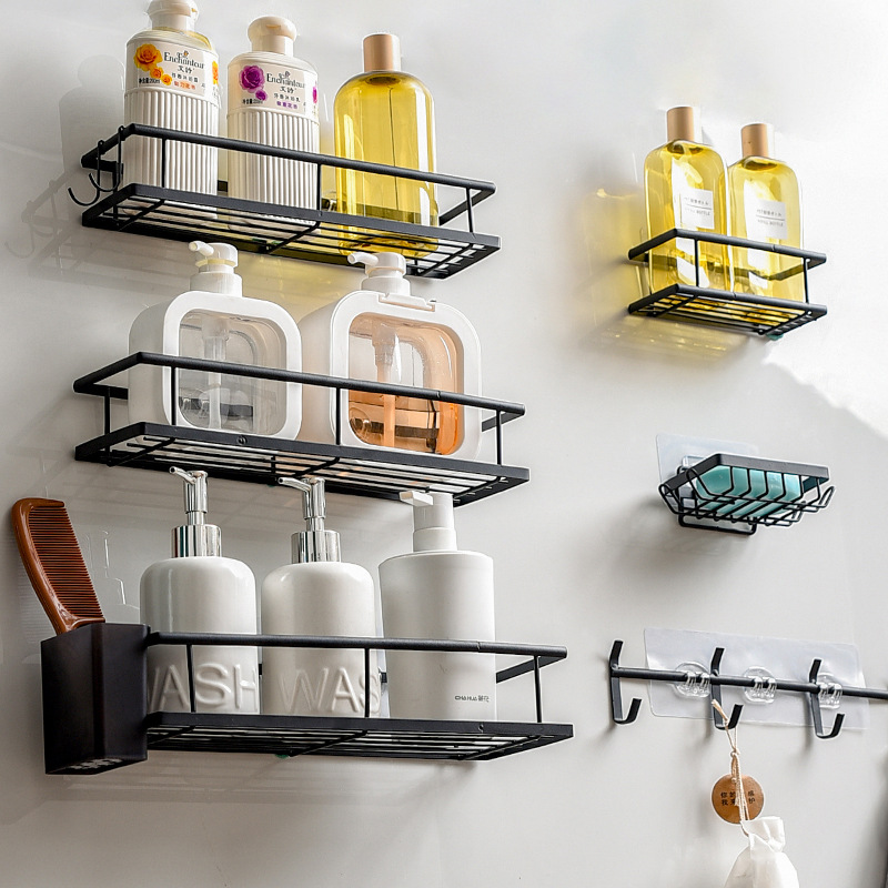 Cross-border new bathroom storage rack, wall-mounted bathroom, no need for drilling, iron toiletries, toilet storage rack Specification image