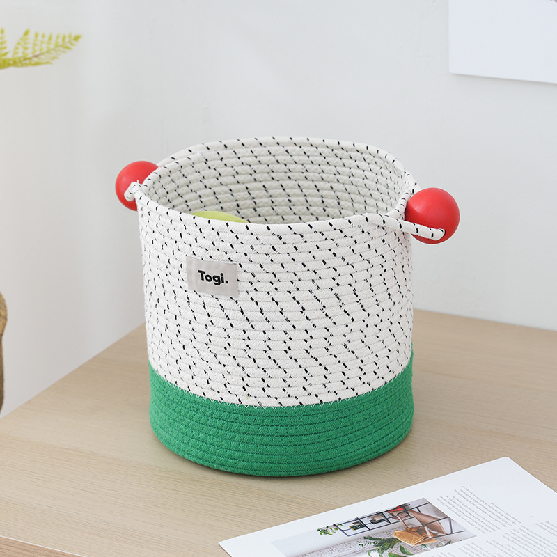 Large Capacity Cute Storage Basket A Children's Toy Storage Bucket Living Room Decoration Cotton Rope Woven Basket Specification drawing