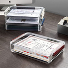 证件收纳盒家用抽屉文件分类储物透明盒办公室档案资料整理收纳盒