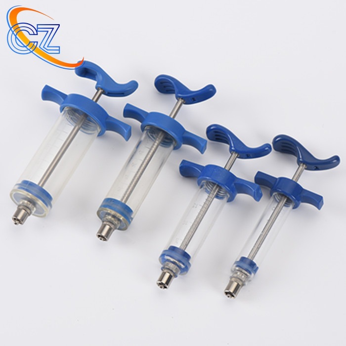 Blue non-adjustable plastic steel syringe, TPX veterinary syringe, blister packaging, 20ML details Picture
