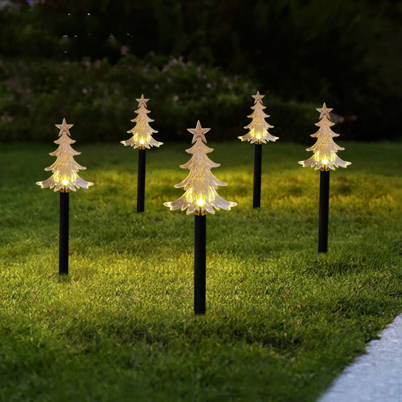 New cross-border solar-powered ground insertion snowflake lights, five-star string lights, outdoor courtyard waterproof decorative color light string Application Scenario