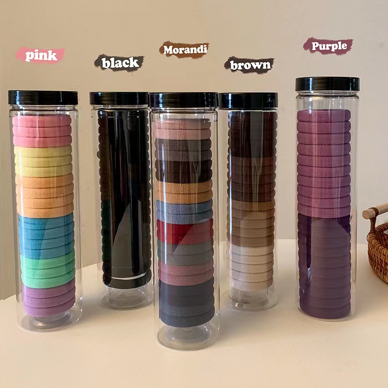 罐装无接缝橡皮筋女扎头发圈高弹力耐用发绳黑色不伤发女发圈头饰