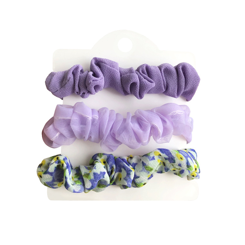 The tender pink color of spring ~3 sets of floral hair bands, a fresh and light blue and pink hair tie, hair accessory and headband Item Picture