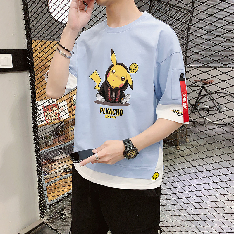 Cotton short-sleeved T-shirt for men, a trendy summer brand on Instagram. Loose half-sleeved shirt, versatile summer tops available in multiple colors Specification image