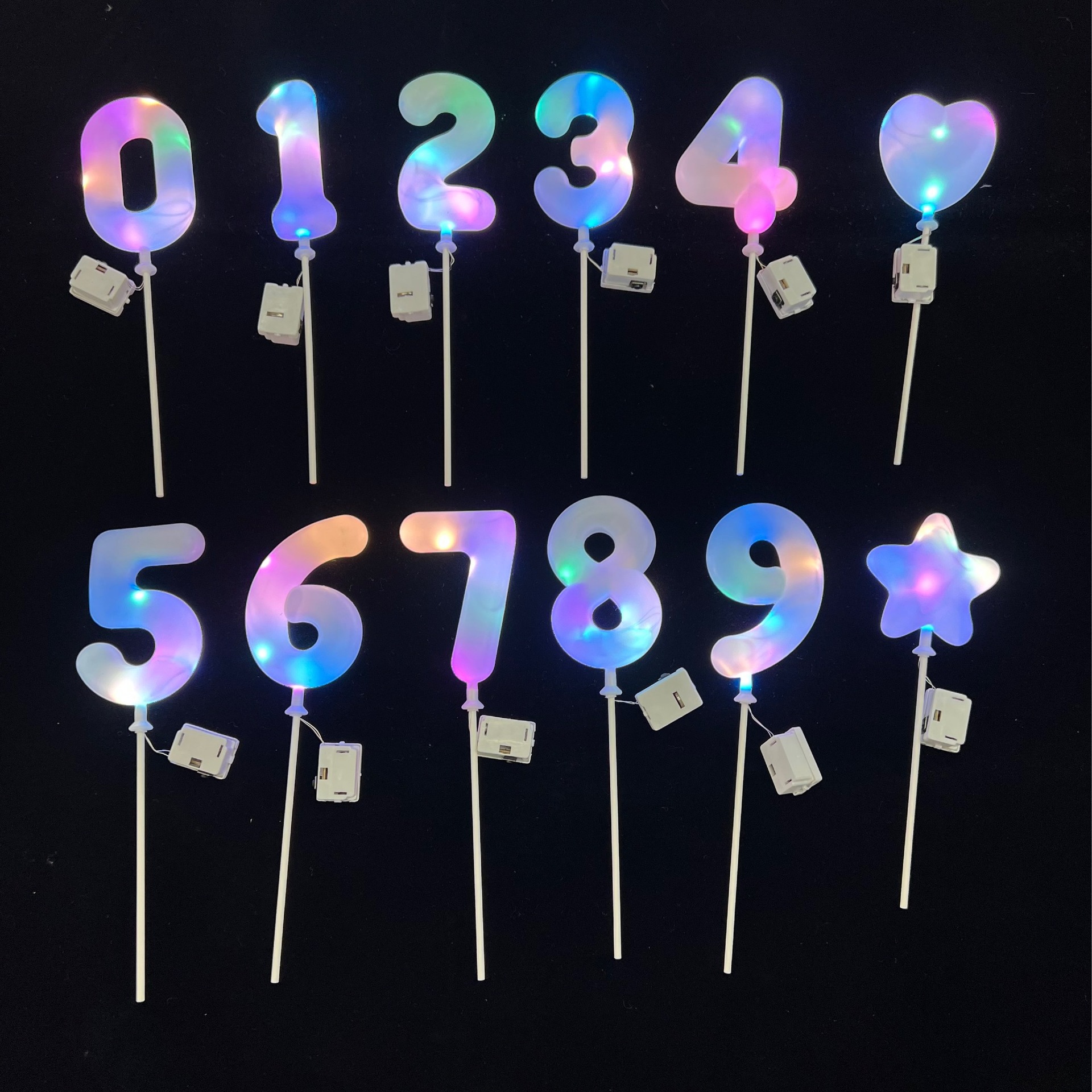 亚马逊生日蛋糕装饰 LED带灯数字蛋糕插件 烘焙甜品装扮花束装扮详情图2