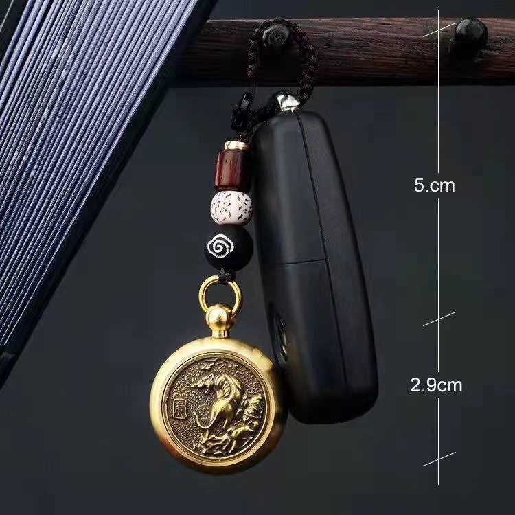 黄铜十二生肖转钱钥匙扣 挂件创意随身汽车钥匙扣个性装饰小把件