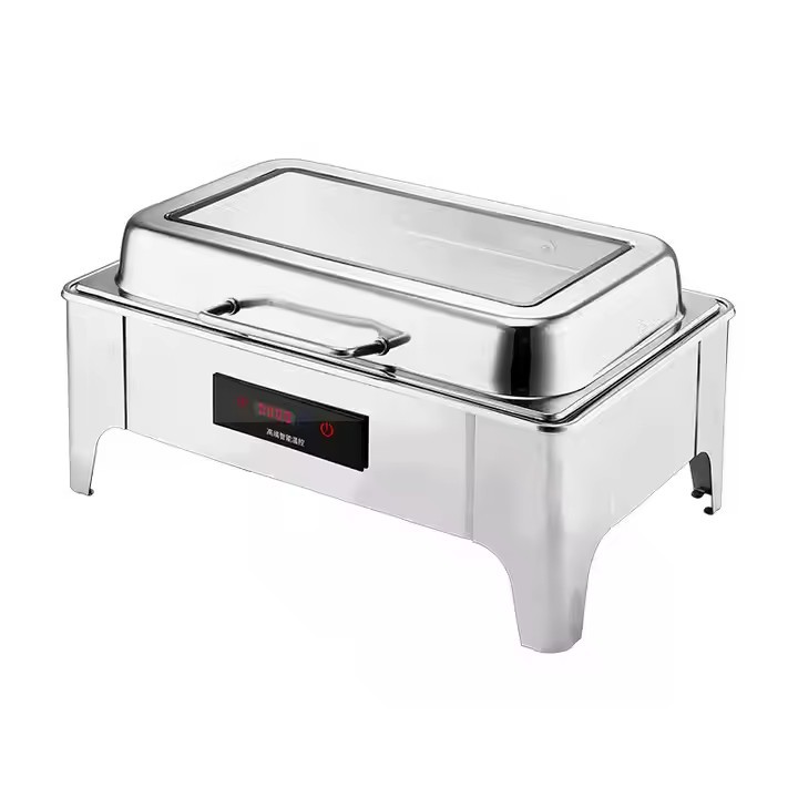 Stainless Steel Clamshell Insulation Square Insulation Furnace Electric Heating Visible Buffy Stove Hotel Breakfast Intelligent Temperature Control Tableware Item Picture