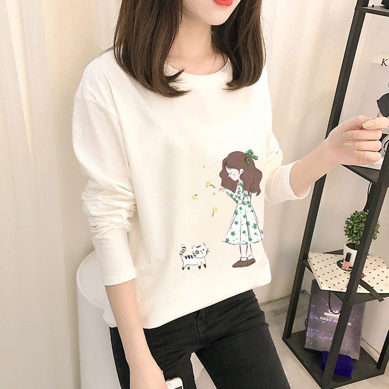 2022 Spring and Autumn New Korean style best-selling women's long-sleeved T-shirts, women's base layer shirts, student tops, women's round-neck T-shirts Application Scenario