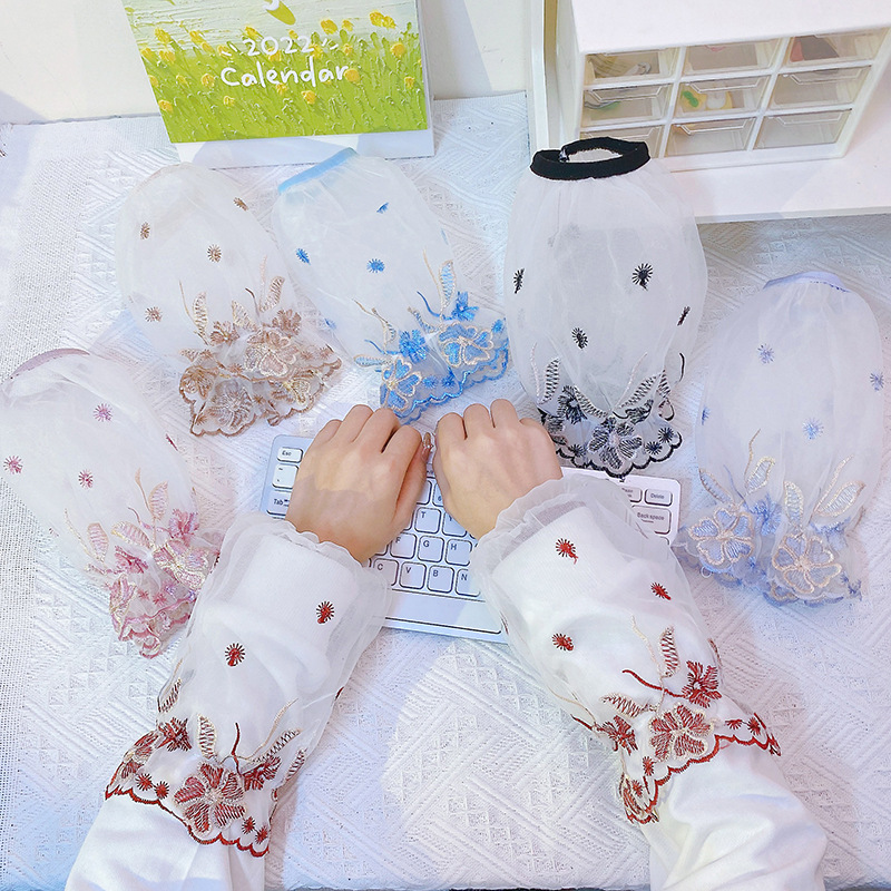 New Double Lace Women's Cuff Embroidery Lace Anti-Fouling Sleeve Household Women Lace Office Anti-Fouling