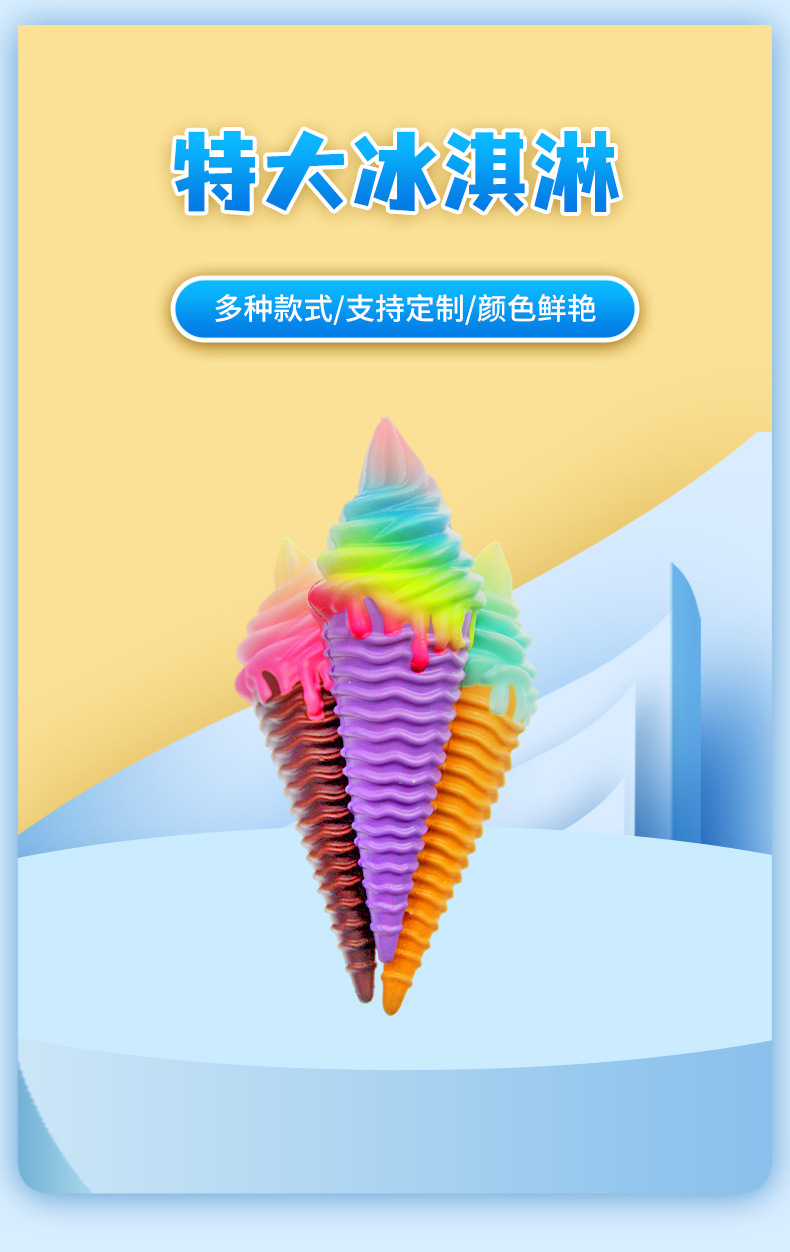 冰淇淋慢回弹玩具捏捏乐减压玩具儿童卡通炫彩仿真蛋筒模具批发详情2