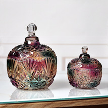 彩色琉璃玻璃糖果罐欧式储物罐干果罐礼物家居装饰创意玻璃糖缸