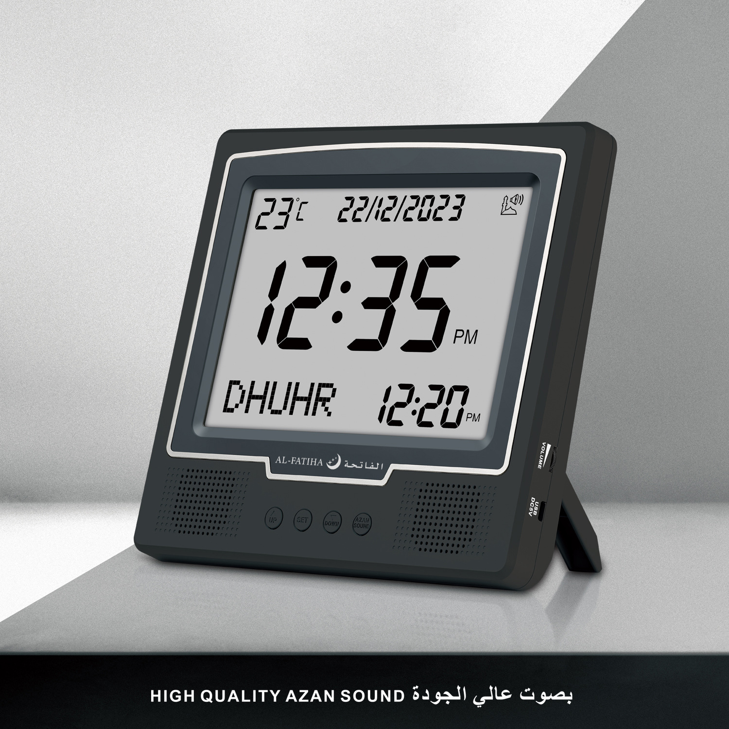 Al-Fatiha Brand Rectangular Lcd Electronic Desktop Clock Azan Clock Faj-115# Electronic Clock Factory details Picture