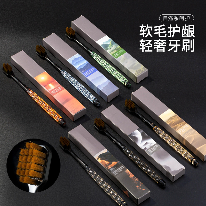 A Hair Generation Adult Crystal Handle Wide Head Fiber Dense Soft Hair Family Set For Male And Female Couples Toothbrush details Picture