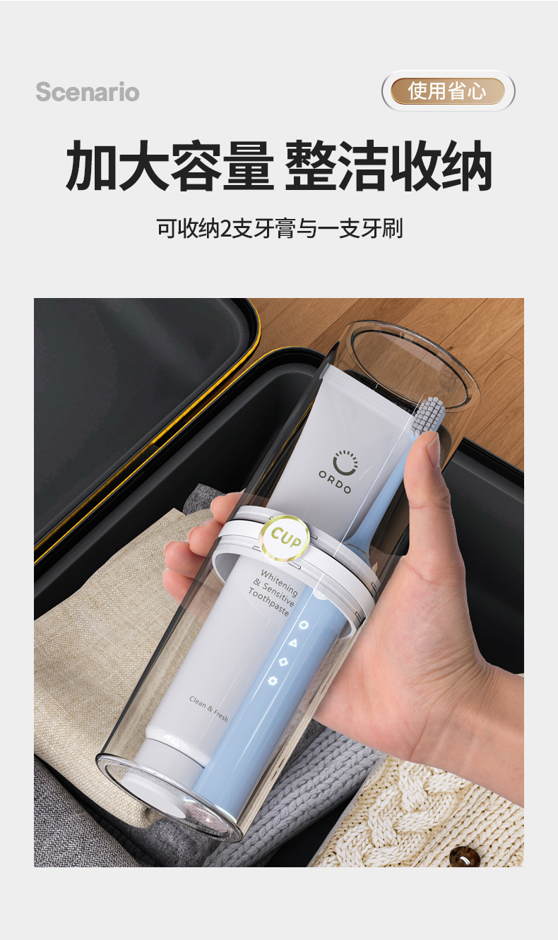 A light luxury transparent portable travel mouthwash cup two-in-one toothbrush cup set pic 4