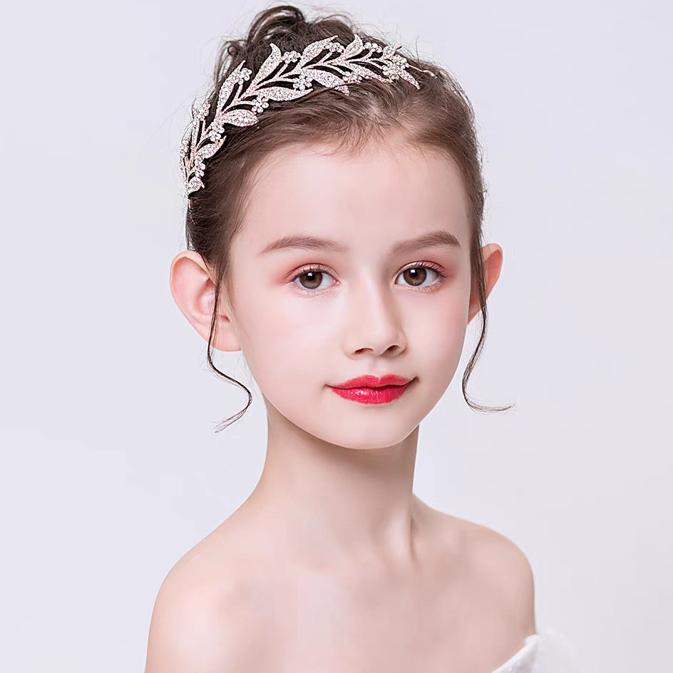 韩版时尚新娘王冠合金镶白色水钻新娘皇冠头饰树叶造型婚庆配饰