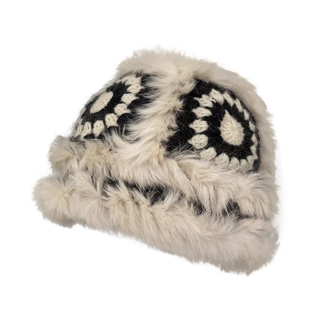 Rabbit Fur Fisherman Hat, Adult Female Tiger-Head Hat, Cute Plush Knitted Hat For Autumn And Winter, Lion Dance Hat, Tiger Basin Hat Item Picture