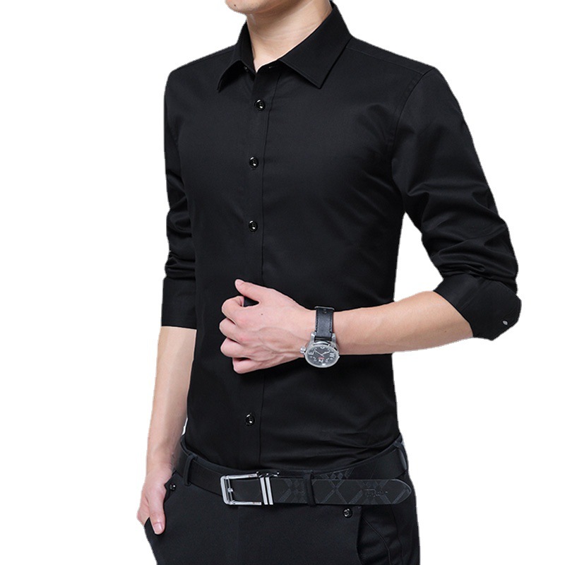 Men's shirts, slim-fit, no-iron, professional and business formal wear, trendy base layer shirts for spring and summer, long and short sleeves, men's shirts Item Picture