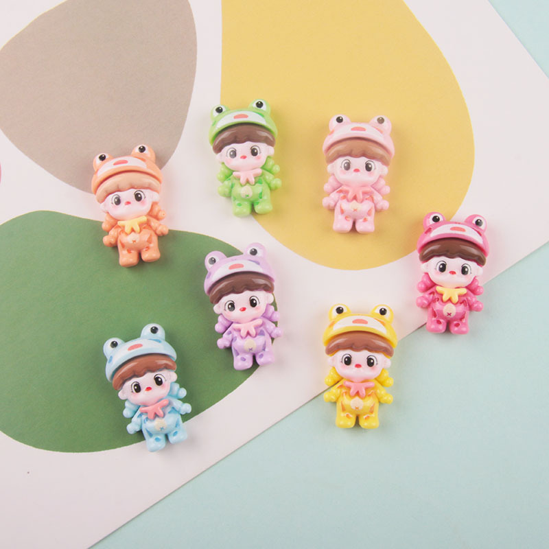 Cute Frog girl cartoon new resin accessories, cream glue jewelry, diy Guka phone cases, hair clips wholesale Application Scenario