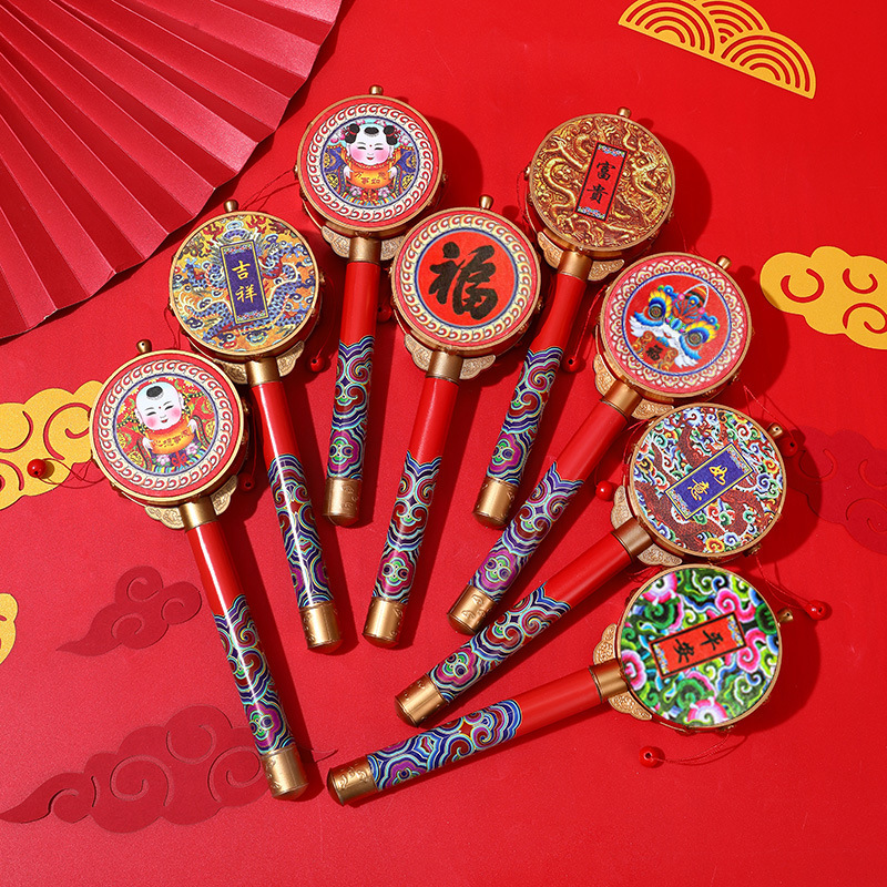 拨浪鼓国潮早教孩子玩具复古儿童手摇鼓摇摇鼓旅游纪念品小礼物