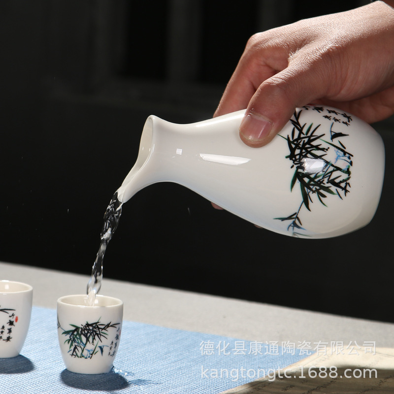 Creative 8-cup ceramic wine set, Chinese Baijiu cup, vintage wine dispenser, gift box set, logo gift details Picture