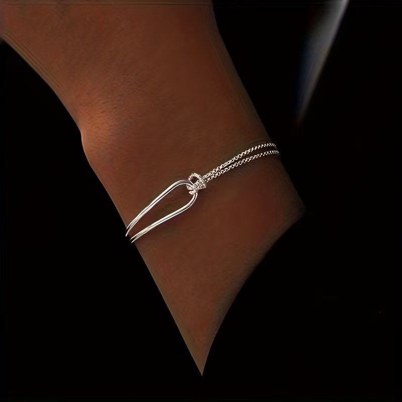 跨境热销双层打结手链手镯不对称拼接简约个性小众设计爆款手链