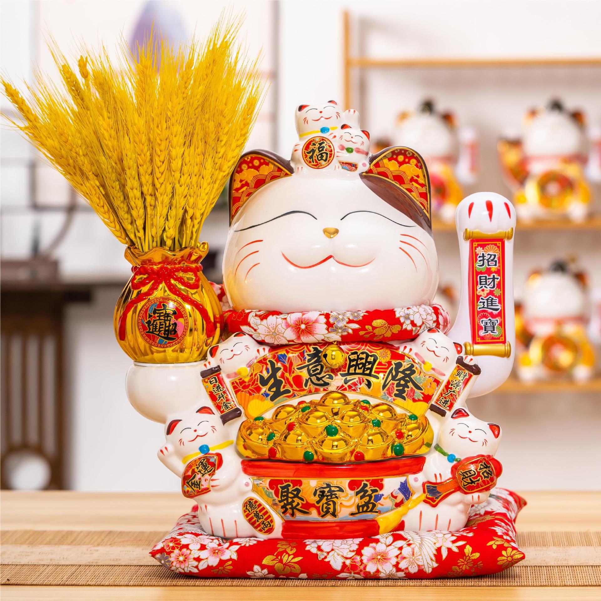 大号招财猫批发摇手发财猫摆件店铺开业前台收银家居乔迁入宅送礼