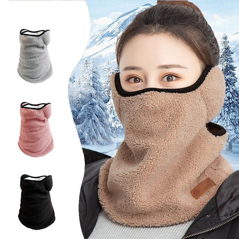 Winter windproof, fleece, warm and thick mask, women's neck and ear protection, cycling three-in-one outdoor cold-proof neck mask