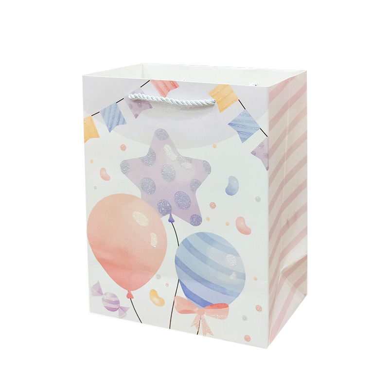 Wholesale of cartoon children's powder gift bags, birthday and festival paper bags, BABY handbags and packaging bags Specification image