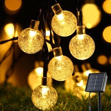 LED太阳能气泡球灯串水滴户外装饰灯 水晶彩灯圣诞节庭院装饰灯串