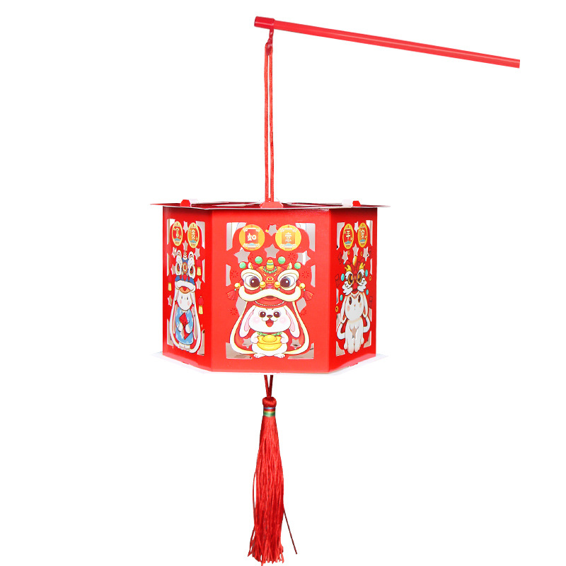 Wholesale of hand-held luminous diy paper lanterns, New Year palace lanterns, flower lanterns and led revolving lanterns for children in the Year of the Rabbit 2023 Item Picture