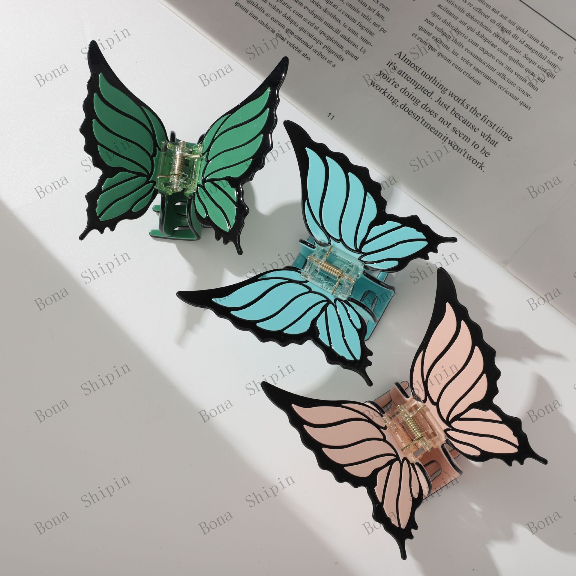 Bow acetate hair clip for women in summer, large scratch clip at the back of the head, high-end and elegant shark hair clip headwear