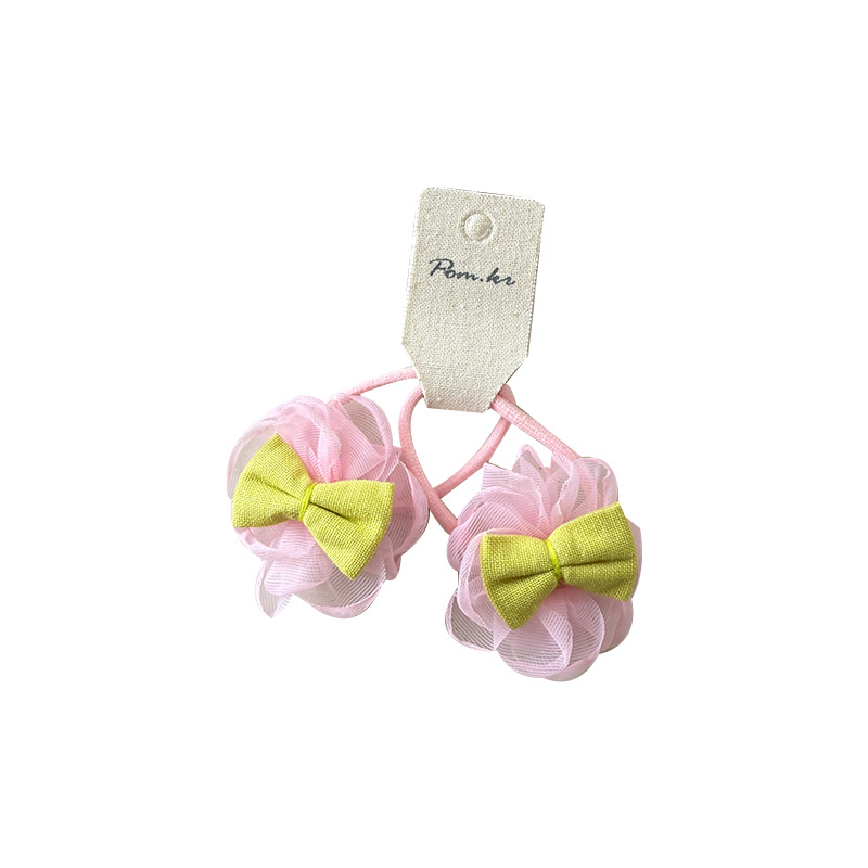 Korean blue lace mesh bow hair tie girls' hair rope Cute little girl tied in a ponytail rubber band Item Picture