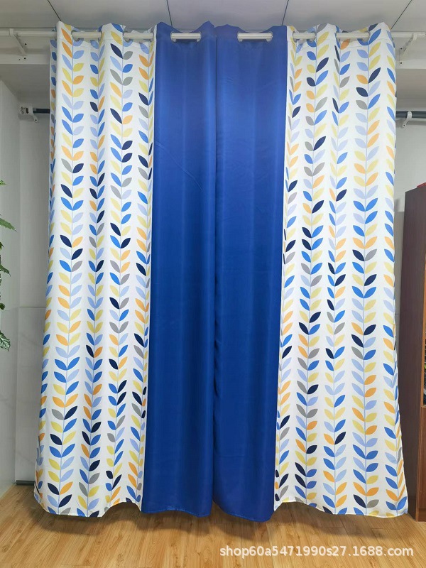 Printed Curtain Fabric New Printed Splicing Color Shading Finished Curtain Living Room Bedroom Balcony Study Factory Direct Sales Application Scenario