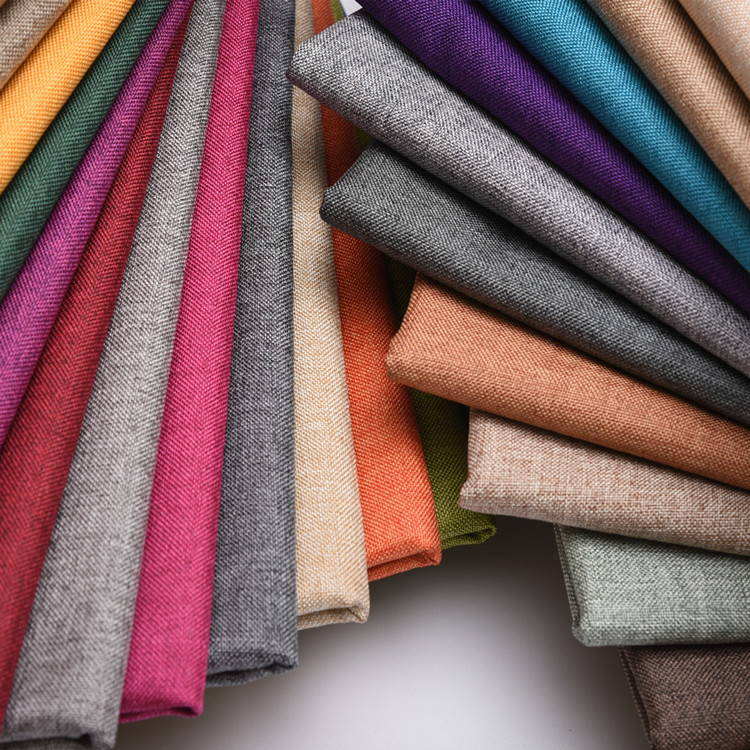 Factory wholesale stock of cushions, plain fine linen sofa fabric, full polyester woven bags, pockets and imitation linen Specification image