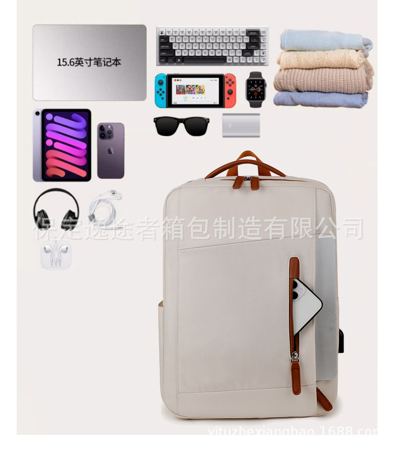 商务通勤双肩包跨境大容量多功能电脑包简约休闲电脑背包跨境背包详情10