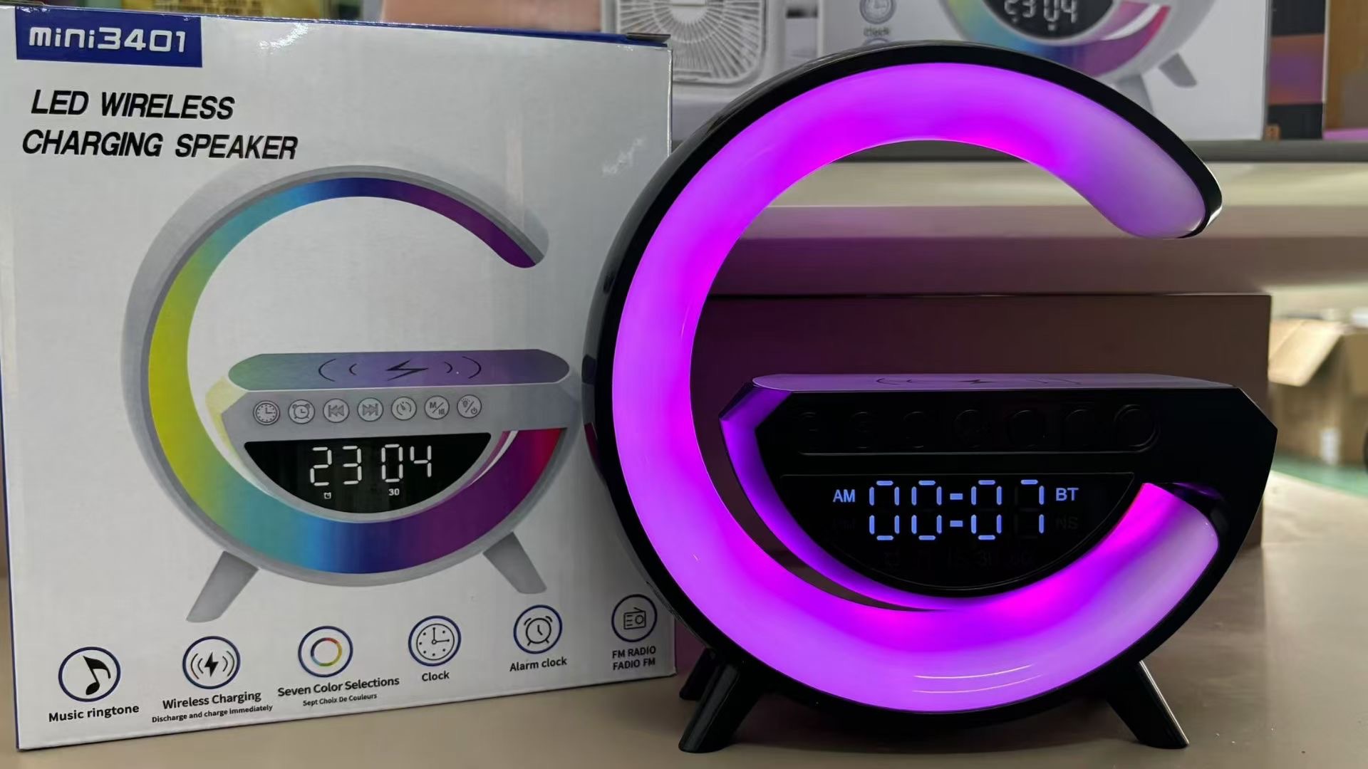 3401 Wireless Blue Mini Edition Audio Charging, Atmosphere alarm clock, night light, birthday gift, smart high sound quality Item Picture