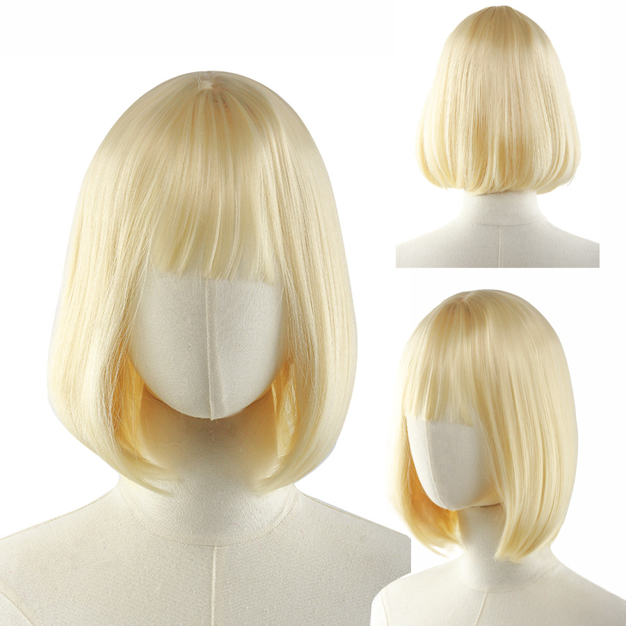 假发短卷发实物图