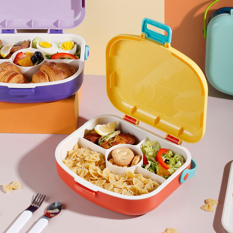 Amazon cross-border portable split bento box Student children's Lunch box Four squares crisper lunch box full figure