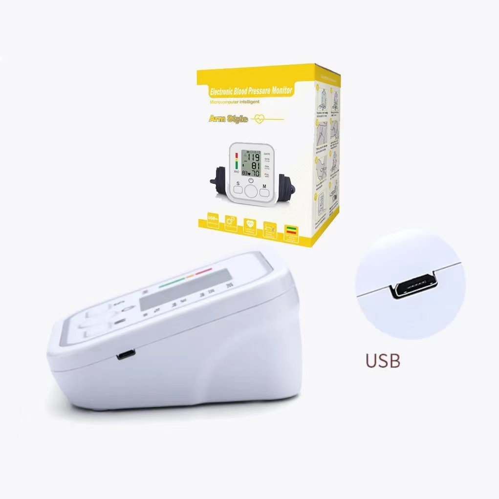 Cross-Border Electronic Sphygmomanometer Arm Type Home Blood Pressure Measuring Instrument Intelligent Russian English Voice Electronic Sphygmomanometer Application Scenario