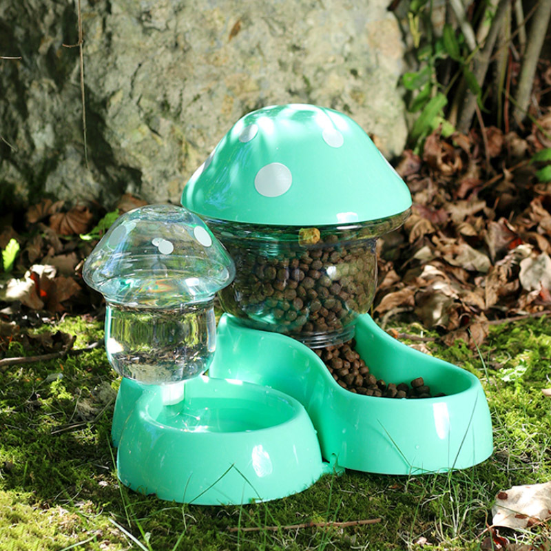 Love Youhui new creative mushroom dog food bowl cat feeder automatic drinking water feeding no wet mouth pet supplies Specification drawing