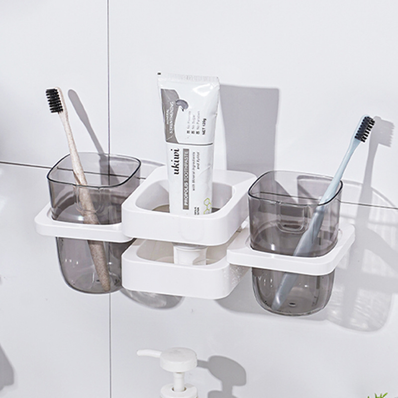 Suction toothbrush holder Collapsible creative wall hanging suction cup mouthwash bathroom perforation-free dental kit toothpaste box