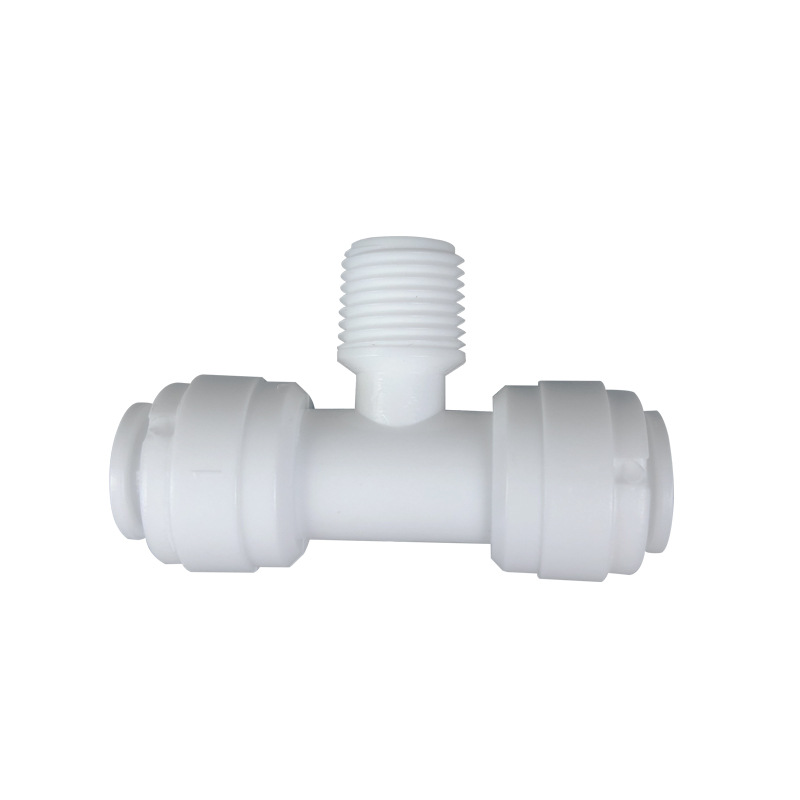 Three-way water purifier quick connector accessory: three-way pipe to two-way positive thread. 3 points quick connection to middle 2 points external thread Item Picture