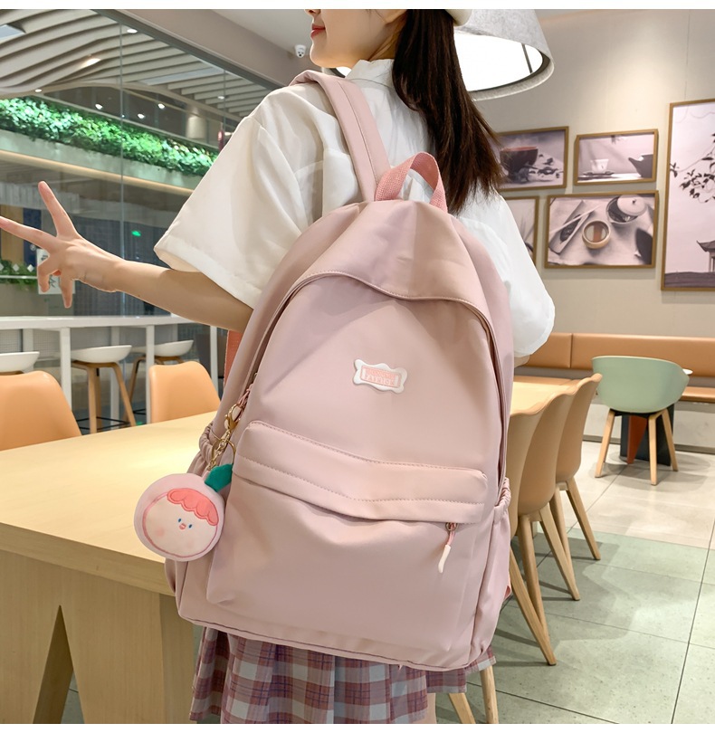 2023 Junior High School Girls Simple Leisure Travel Backpack Japanese Students Portable Korean Version Solid Color Large Capacity Backpack details Picture